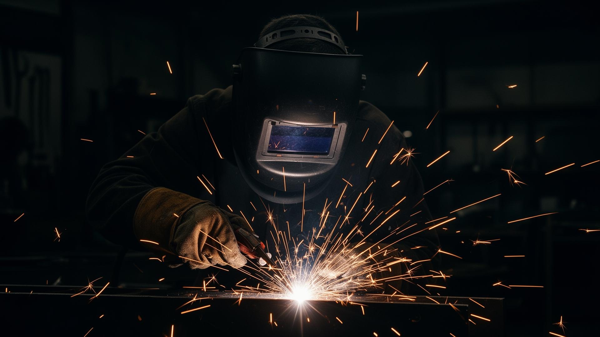 Master welder fabricating steel